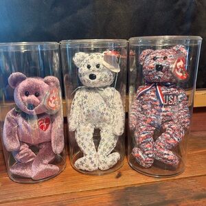 TY Beanie Baby Bear Plush Lot of 3 Signature The Beginning USA 2000